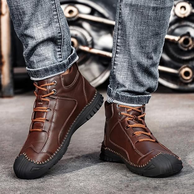 バイクシューズ メンズ ライディングブーツ ライダーブーツ 大人用 オートバイ ブーツ 厚底 コンバットブーツ オートバイの保護靴 オートバイ用品 プロテクトシューズ アウトドア 耐摩耗性 滑り止め 安全靴 革靴 24.0cm-29.0cm