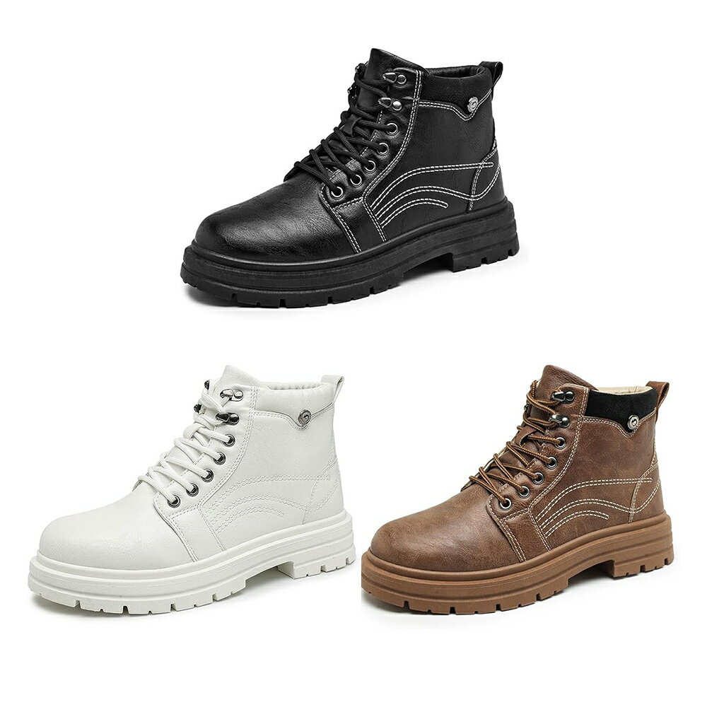 バイクブーツ メンズ 防水 厚底 カジュアルブーツ ライディングブーツ ライダーブーツ レースアップブーツ 白 黒 ハイカット 幅広 エンジニアブーツ アウトドア おしゃれ 軽量 人気 レザー ワークブーツ オートバイ靴 革 通学通勤 24.5cm-27.5cm