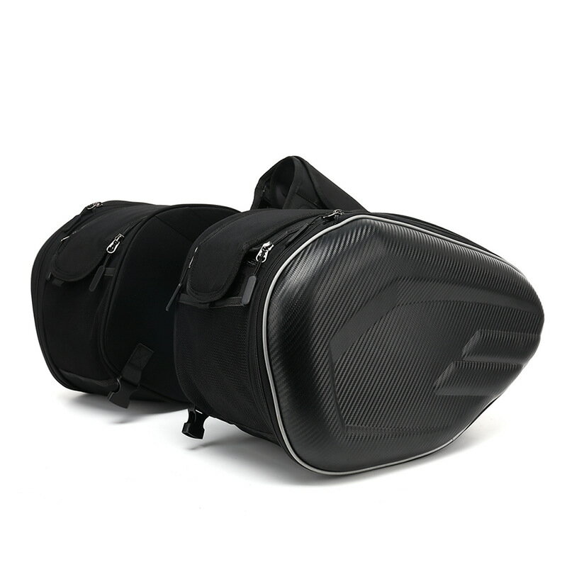 Rakuten - バイクサイドバッグ 防水 サドルバッグ 36L-58L容量可変 ヘルメット対応 バイク用バッグ 左右セット 大容量 撥水加工 レインカバー付き 炭素繊維 オックスフォード
