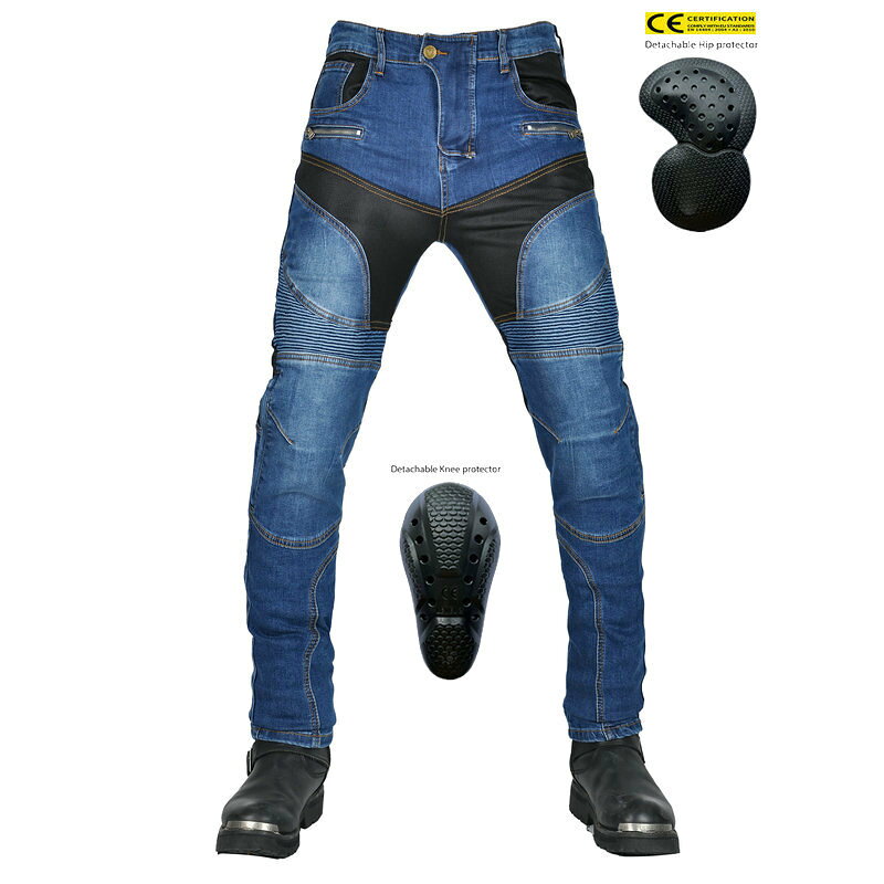 バイクメッシュパンツ 夏用メンズ バイク用パンツ ライディングパンツ プロテクタ...