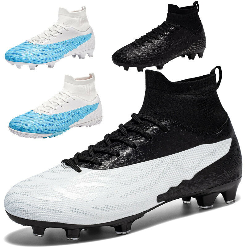 サッカーシューズ サッカー トレーニングシューズ サッカースパイク ジュニア ハイカットサッカーシューズ メンズ レディース プロ 用 サッカーシューズ ジュニア 大人 専門家サッカー ファッション 滑り止め 男女兼用 21.0cm-28.0cm 防滑や防震機能付きの優れたクッション性があり、耐磨耗性は抜群で、雨の日にも楽に運動できます。 【快適な素材】アッパーは耐久性に優れたPUを採用して、重量が軽く、耐摩耗性が強く、柔軟な足の感触をもたらし、より快適なフィット感のために足をしっかりと包みます。【滑り止め】アウトソールにはラバーを使用し、滑りにくいデザインの上に、着地時の衝撃を分散させて足の負担を軽減。防滑や防震機能付きの優れたクッション性があり、耐磨耗性は抜群で、雨の日にも楽に運動できます。【柔軟/軽量】気軽に曲がり、軽くて、柔らかく、自由に歩くことができる。競技者に安全防震で軽量的な靴を提供して、脚への負担をやわらげまして、競争の勝率が高める。【通気性が良い裏地】通気性のある柔らかい裏地と完全に調節可能なレースアップの閉鎖。通気性と吸汗性が抜群、足を自由に呼吸させる。シューズ内の蒸れを抑え快適にトレーニングが行える。抑菌防臭機能を持つので、履き心地が快適。【安定した踵】踵部分には保護設計を採用し、足をしっかりと保護。かかと部分は自然な動きをサポートするデザインで足のサポート、固定、保護により、運動中により積極的に動き始めます。 5