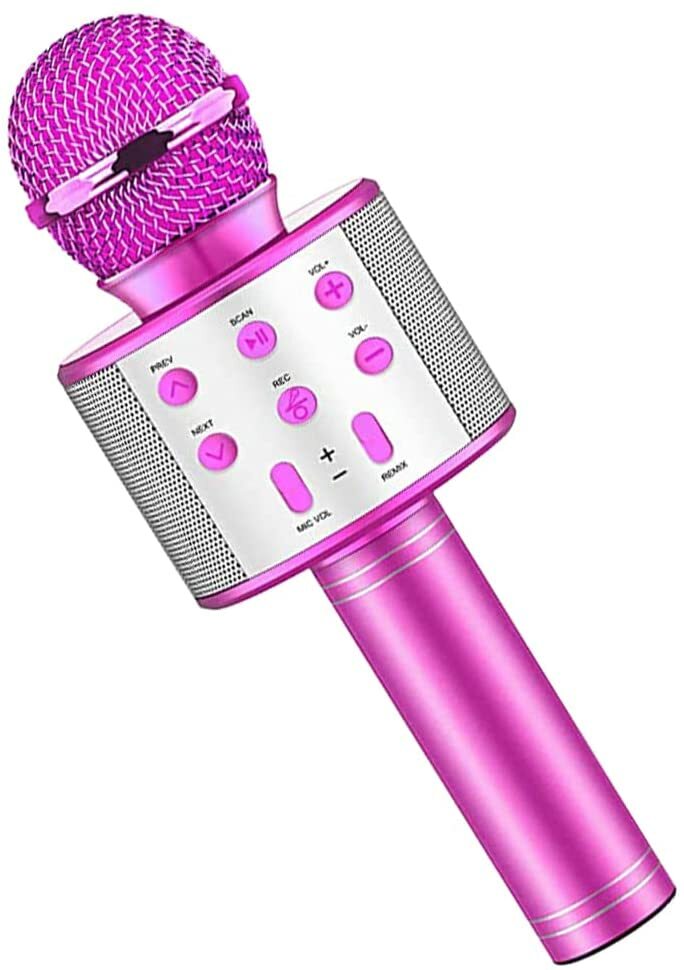 カラオケマイク ワイヤレスマイク Bluetoothスピーカー 自宅カラオケマイク LEDライト付き 音楽再生 録音可能 ノイズキャンセリング パーティー iPhone/Androidに対応