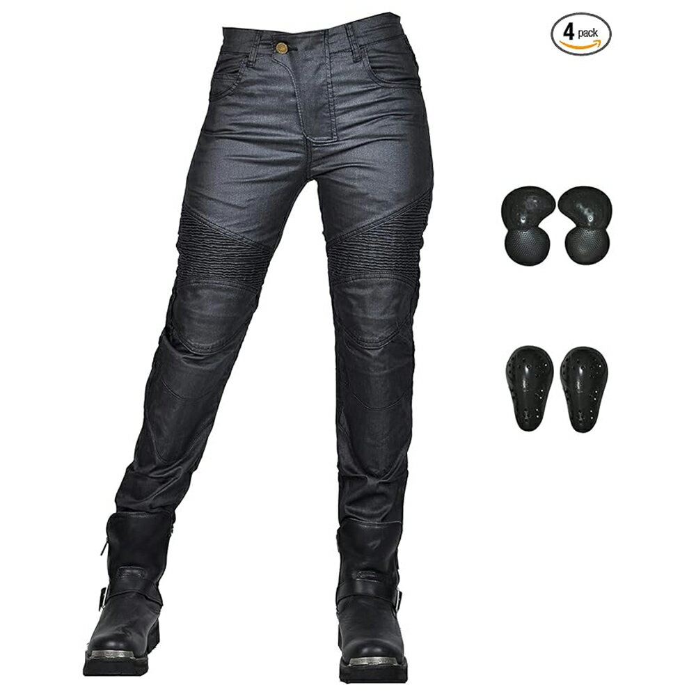 Rakuten - バイク用パンツ レディース ライディングパンツ 夏用 プロテクター付き ライダースパンツ 薄手 デニムレイヤー材質 ストレート レーシングパンツ バイクズボン 軽微防水