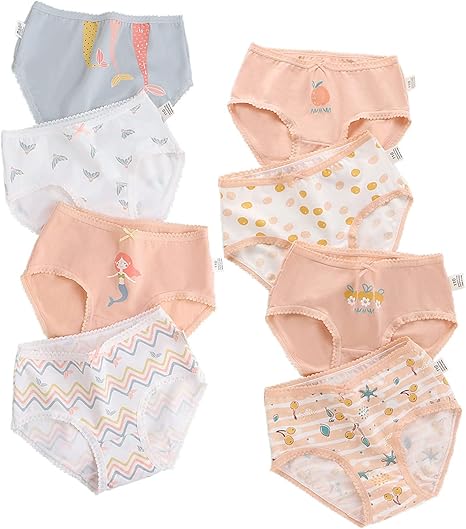 Rakuten - 女の子 ブリーフ パンツ 8点セット 女児 キッズ ショーツ 下着 綿 レース 通気 ショーツ 子供服 短パン ガールズ ジュニア 幼児 小学生 ユニコーン ライクラ 100 110 120 130 140 150 160