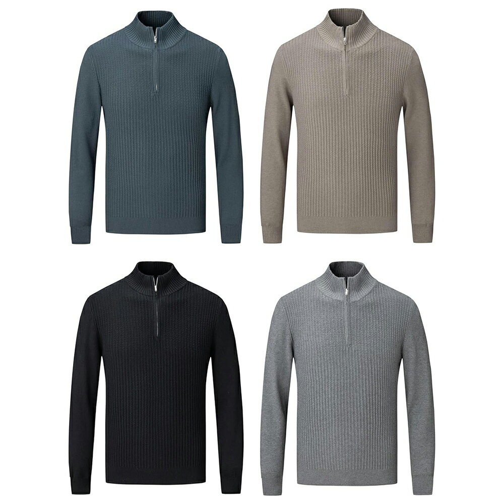 Rakuten - セーター メンズ ハーフジップ ハイネック ケーブルニット 無地 立襟 長袖 カットソー メンズ ニット トップス ファッション カジュアル ビジネス 通勤 通学 暖かい 防寒 父の日 ニットセーター