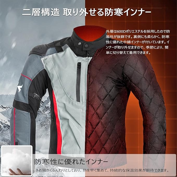バイクジャケット 冬用 ライダースジャケット メンズ バイクウェア ジャケット 防...