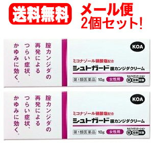 メディトリートと同処方！【お客様へ】第1類医薬品をご購入いただく前に、下記の注意事項をお読みください シュトガード腟カンジダクリーム 膣カンジダ再発治療薬 カンジダ治療薬 薬効分類 その他の女性用薬 製品名 シュトガード腟カンジダクリーム 製品の特徴 ★シュトガード腟カンジダクリームはミコナゾ-ル硝酸塩を有効成分とする，腟カンジダの再発による発疹を伴う外陰部のかゆみを治療するお薬です。★ミコナゾール硝酸塩は，腟カンジダの原因であるカンジダ菌の細胞膜を破壊し殺菌します。★本剤の使用は以前に医師から腟カンジダの診断・治療を受けたことのある人に限ります。 使用上の注意 ■してはいけないこと（守らないと現在の症状が悪化したり，副作用が起こりやすくなります） 1．次の人は使用しないでください　（1）初めて発症したと思われる人。（初めて症状があらわれた場合は，他の疾病が原因の場合があり，その場合は医師の診断を受ける必要があります）　（2）本剤又は本剤の成分によりアレルギ-症状を起こしたことがある人。（本剤の使用により再びアしルギー症状を起こす可能性があります）　（3）15歳未満又は60歳以上の人。（15歳未満の人は初めて発症した可能性が高く，60歳以上の人は他の疾患の可能性や他の菌による複合感染のリスクが高まることを考慮する必要があり，自己判断が難しいため）　（4）妊婦又は妊娠していると思われる人。（薬の使用には慎重を期し，医師の診断を受ける必要があります）　（5）発熱，悪寒，下腹部痛，背中や肩の痛み，色のついた又は血に染まったおりもの，魚臭いおりもの，生理の停止，腟からの不規則又は異常な出血，腟又は外陰部における潰瘍，浮腫又はただれがある人。（別の疾病の可能性がありますので，医師の診断を受ける必要があります）　（6）次の診断を受けた人。　糖尿病（頻繁に本疾病を繰り返す可能性が高いので，医師の診断を受ける必要があります）　（7）本疾病を頻繁に繰り返している人。（1〜2ヵ月に1回又は6ヵ月以内に2回以上）　（8）腟力ンジダの再発かわからない人。（自己判断できない場合は，医師の診断を受ける必要があります）2．次の部位には使用しないでください　（1）腟周辺（外陰）以外の部位。（本剤は外陰部以外に使用する製品ではありません） ■相談すること 1．次の人は使用前に医師又は薬剤師に相談してください　（1）医師の治療を受けている人。（医師から処方されている薬に影響したり，本剤と同じ薬を使用している可能性もあります）　（2）薬などによりアレルギー症状を起こしたことがある人。（薬などでアレルギーを起こした人は，本剤でも起こる可能性があります）　（3）授乳中の人。（薬の使用には慎重を期す必要があります）2．使用後，次の症状があらわれることがあるので，このような症状の持続又は増強が見られた場合には，使用を中止し，この説明文書を持って医師又は薬剤師に相談してください 　［関係部位：症状］　腟周辺の皮膚（外陰）：かゆみ，発疹・発赤，かぶれ，熱感，びらん，刺激感，小水疱，はれ，乾燥・亀裂，落屑 　（本剤によるアレルギー症状であるか，本剤の薬理作用が強くあらわれたものであると考えられ，このような場合，同じ薬を続けて使用すると症状がさらに悪化する可能性があります）3．3日間使用しても症状の改善がみられない場合又は6日間使用しても症状が消失しない場合は，医師の診療を受けてください。特に，クリーム単独使用の場合は，自己判断で治療をすることなく医師の診療を受けてください。（症状が重いか他の疾病による可能性があります） 効能・効果 腟力ンジダの再発による，発疹を伴う外陰部のかゆみ（過去に医師の診断・治療を受けた方に限る）ただし，腟症状（おりもの，熱感等）を伴う場合は，必ず腟剤（腟に挿入する薬）を併用してください。 効能関連注意 〔注意〕本剤はカンジダによる外陰部の症状を改善しますが，腟内の治療を行うものではありません。〔解説〕外陰部の症状は，腟の中にいるカンジダ菌が外陰部に影響を及ぼすことによって起こる疾病で，かゆみの他，発疹，熱感を生じます。外陰部皮膚に発赤やただれ等の発疹を伴うかゆみがあらわれた場合にお使いください。 用法・用量 成人（15歳以上60歳未満），1日2〜3回，適量を患部に塗布してください。ただし，3日間使用しても症状の改善がみられないか，6日間使用しても症状が消失しない場合は，医師の診療を受けてください。（1）外陰部症状のみの場合：本剤を使用してください。腟剤（腟に挿入する薬）との併用が望まれます。（2）腟症状（おりもの，熱感等）を伴う場合：本剤に腟剤（腟に挿入する薬）を併用してください。 用法関連注意 （1）用法・用量を厳守してください。（2）目に入らないように注意してください。万一，目に入った場合には，すぐに水又はぬるま湯で洗い，直ちに眼科医の診療を受けてください。（3）腟周辺（外陰）にのみ使用してください。（4）使用前後によく手を洗ってください。（5）生理中の使用は避け，使用中に生理になった場合は本剤の使用を中止してください。その場合は治癒等の確認が必要であることから医師の診療を受けてください。（生理中は薬剤が流され，効果が十分得られない場合があります）＊ご使用の前に入浴するか，ぬるま湯で患部を清潔にし，使用してください。 成分分量 1g中 　　 成分 分量 ミコナゾール硝酸塩 10mg 添加物 自己乳化型モノステアリン酸グリセリル，ポリオキシエチレンセチルエーテル，セタノール，流動パラフィン，ミリスチン酸イソプロピル，プロピルパラベン，メチルパラベン 保管及び取扱い上の注意 （1）直射日光の当たらない涼しい所に密栓して保管してください。（2）小児の手の届かない所に保管してください。（3）他の容器に入れ替えないでください。（誤用の原因になったり品質が変わることがあります）（4）コンドームやペッサリー等の避妊用ラテックス製品との接触を避けてください。（これらの製品が劣化・破損することがあります）（5）使用期限を過ぎた製品は使用しないでください。なお，使用期限内であっても，開封後はなるべくはやく使用してください。（品質保持のため） 消費者相談窓口 会社名：興亜製薬業株式会社問い合わせ先：お客様相談室電話：03（5350）8334受付時間：9：00〜17：00（士・日・祝日を除く） 製造販売会社 興亜製薬（株）会社名：興亜製薬株式会社住所：横浜市港北区箕輪町2-17-5 剤形 塗布剤 リスク区分等 第1類医薬品 広告文責　エナジー　0242-85-7380 文責：株式会社エナジー　登録販売者　山内和也 「使用してはいけない方」「相談すること」の項目に該当しません。 注意事項を確認し理解したうえで注文します。 アウトクリアシリーズはデリケートゾーン専用のケアアイテム。 肌をいたわりながら清潔に保つことをサポートします。 こちらもご一緒にいかがでしょうか？(^^)/ 使用期限：使用期限まで1年以上あるものをお送りいたします。 医薬品販売に関する記載事項はこちら&nbsp;【必ずご確認ください】 薬事法改正により2014年6月12日から、第1類医薬品のご購入方法が変わります。 ・楽天市場にてご注文されても、第1類医薬品が含まれる場合、ご注文は確定されません。 ・ご注文後に、お客様へ「医薬品の情報提供メール」をお送りいたします。 ・お客様は、受信された「医薬品の情報提供メール」の内容をご確認後、2日以内にご返信下さい。 ※お客様からのご返信が無い場合や、第1類医薬品をご使用いただけないと判断した場合は、 第1類医薬品を含むすべてのご注文がキャンセルとなります。あらかじめご了承ください。 使用期限：使用期限まで1年以上あるものをお送りいたします。 【第1類医薬品】フェミニーナ 腟カンジダ錠 6錠はこちら 【第1類医薬品】メンソレータム　フレディCCクリーム 10gはこちら 【第1類医薬品】　膣カンジダ再発治療薬　エンペシドL 6錠はこちら 【第1類医薬品】オキナゾール 6錠はこちら ※ゆうパケット注意書きを必ずお読み下さい。 ご注文された場合は、注意書きに同意したものとします。 追跡番号付きのメール便でお送りいたします。 簡易包装のため、パッケージが潰れる場合がございます。 あらかじめご了承下さい。 ※他商品との同梱はできません。 山内典子（薬剤師） ※折返しのメールを必ずご返信下さい。 2回目以降のお客様も必ずご返信下さい。 ※申し訳ございませんが、1週間以内にご返信が無い場合 ご注文をキャンセルさせていただきます。何卒ご了承ください。