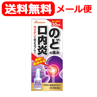 最大400円OFFクーポン！6/7 9:59まで！【第3類医薬品】 【メール便！送料無料！】カイゲンファーマアズクールのどスプレー 30mL