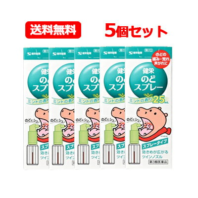 【第3類医薬品】健栄製薬 ケンエー健栄のどスプレー 25ml 5個セット スプレータイプミントの香り ツインノズルのどの痛み・荒れ・声がれに 送料無料