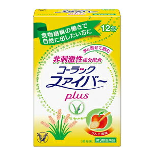 商品特長 ◆コーラックファイバーplusは、腸に集めた水と膨らんだ食物繊維が便のカサを増やします。 　自然に近い便意でふっくらスムーズなお通じを促します。 ◆プランタゴ・オバタ種皮末：膨らんだ食物繊維が便のカサを増して、自然に近い便意を呼び起こします。 ◆水酸化マグネシウム：腸に水を集めて便を柔らかくします。 効能・効果 ○便秘 ○便秘に伴う次の症状の緩和：頭重、のぼせ、肌あれ、吹出物、食欲不振（食欲減退）、腹部膨満、腸内異常発酵、痔 用法・用量 次の量をコップ1杯の水又は、お湯に加え、よくかきまぜ直ちに服用してください。 1日3回食前（又は食間あるいは食後）ただし、初回は最小量を用い、便通の具合や状態をみながら少しずつ増量又は減量してください。 [年齢：1回量：服用回数] 15才以上：1〜2包：1日3回 11才〜14才：2／3〜4／3包：1日3回 7才〜10才：1／2〜1包：1日3回 3才〜6才：1／3〜2／3包：1日3回 3才未満：服用しないこと 用法・用量に 関する注意 （1）定められた用法・用量を厳守してください。 （2）そのまま直接飲まないでください。必ず水又はお湯に加え、よくかきまぜて服用してください。 （3）小児に服用させる場合には、保護者の指導監督のもとに服用させてください。 成分 (1包 1.75g 中) プランタゴ・オバタ種皮末 … 700mg 水酸化マグネシウム … 210mg 添加物として：ヒドロキシプロピルセルロース、クエン酸、ビタミンC、アスパルテーム（L-フェニルアラニン化合物）、アセスルファムK、無水ケイ酸、香料を含有します。 使用上の 注意 ■してはいけないこと （守らないと現在の症状が悪化したり、副作用が起こりやすくなります） 1．本剤を使用している間は、次の医薬品を服用しないでください 　　　他の瀉下薬（下剤） ■相談すること 1．次の人は服用前に医師、薬剤師又は登録販売者に相談してください。 　　（1）医師の治療を受けている人。 　　（2）妊婦又は妊娠していると思われる人。 　　（3）次の症状のある人。 　　　　はげしい腹痛、吐き気・嘔吐 　　（4）次の診断を受けた人。 　　　　腎臓病 2．服用後、次の症状があらわれた場合は副作用の可能性があるので、直ちに服用を中止し、この説明書を持って医師、薬剤師又は登録販売者に相談してください 　[関係部位：症状] 消化器：はげしい腹痛、吐き気、嘔吐 3．服用後、次の症状があらわれることがあるので、このような症状の持続又は増強がみられた場合には、服用を中止し、この説明書を持って医師、薬剤師又は登録販売者に相談してください 　　　下痢 4．1週間位服用しても症状がよくならない場合は服用を中止し、この説明書を持って医師、薬剤師又は登録販売者に相談してください 保管および 取り扱い 上の注意 （1）直射日光の当たらない湿気の少ない涼しいところに保管してください。 （2）小児の手の届かない所に保管してください。 （3）他の容器に入れ替えないでください。（誤用の原因になったり品質が変わることがあります） （4）1包を分割した残りを服用する場合は、袋の口を折り返して保管し、なるべくはやく服用してください。 （5）使用期限を過ぎた製品は服用しないでください。 剤形 散剤 リスク区分等 第3類医薬品 区分 日本製：第3類医薬品 販売元 大正製薬(株) 170-8633 東京都豊島区高田3-24-1 お問い 合わせ先 会社名：大正製薬株式会社 問い合わせ先：お客様119番室 電話：03-3985-1800 受付時間：8：30〜21：00（土，日，祝日を除く） 広告文責 株式会社エナジー　0242-85-7380 登録販売者　山内和也 薬剤師　山内典子 【広告文責】 株式会社エナジー　0242-85-7380（平日10:00-17:00） 登録販売者　山内和也 薬剤師　山内典子 原産国・区分 日本・【第3類医薬品】 使用期限：使用期限まで1年以上あるものをお送りいたします。 医薬品販売に関する記載事項はこちら※使用期限：1年以上あるものをお送りいたします。 非刺激性の便秘薬をお求めのお客様へ こちらもおススメです！ エナジーのオリジナル商品！ お腹にやさしい非刺激性！ エナジーマグネスルー！ 酸化マグネシウム便秘薬 マグネスルー！ 送料無料！ さらにお得な3個セット！ 詳細はこちらから！