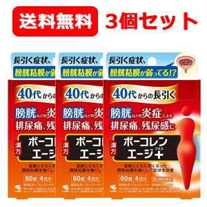 【第2類医薬品】送料無料　3セットボーコレンエージ+ エージ プラス 60錠 膀胱トラブル 排尿痛 残尿感 頻尿 猪苓湯合四物湯エキス 膀胱炎 市販薬 3個セット