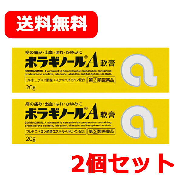 【第(2)類医薬品】天藤製薬【送料無料！】【2本セット】まとめ割　ボラギノールA軟膏　20g×2個セット　【黄色箱】