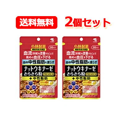 5/15限定！最大100 Pバック＆最大1,000円OFFクーポンさらに全品2％OFFクーポン【メール便 送料無料！】【小林製薬】ナットウキナーゼ さらさら粒プレミアム＋中性脂肪 120粒入×2個セット【2個セット！】機能性表示食品 届出番号：G418