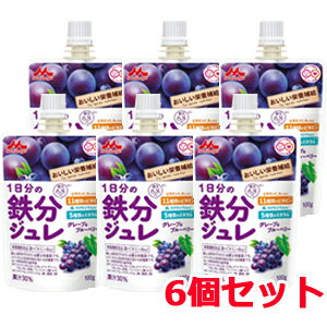 【森永乳業】1日分の鉄分ジュレグレープ＆ブルーベリー　100g×6本入り栄養機能食品 ( 鉄・ビタミンB12 )