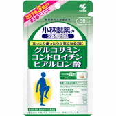 小林製薬　グルコサミン　コンドロイチン硫酸　ヒアルロン酸　240粒 ●立ったり座ったりが気になる方に。おすすめ3成分をまとめて1つに 【召し上がり方】・栄養補助食品として1日8粒を目安に、かまずに水またはお湯とともにお召し上がりください。※短期間に大量に摂ることは避けてください。 【小林製薬の栄養補助食品 グルコサミンコンドロイチン硫酸ヒアルロン酸の原材料】サメ軟骨抽出物、デキストリン、粉末還元麦芽糖、グルコサミン(えび・かに由来)、結晶セルロース、微粒酸化ケイ素、ステアリン酸カルシウム、シェラック、ヒアルロン酸 【栄養成分】栄養成分およびその含有量／1日目安量（8粒）あたりエネルギー・・・8.3kcalタンパク質・・・0.63g脂質・・・0.024g炭水化物・・・1.4g食塩相当量・・・0.0026～0.11gカルシウム・・・0.24～2.4mgグルコサミン・・・1500mgコンドロイチン硫酸・・・120mg ヒアルロン酸・・5mg 【注意事項】(使用上の注意)・小さなお子様の手の届かないところにおいてください。・薬を服用あるいは通院中の方、妊娠および授乳中の方はお医者様にご相談の上お召し上がりください。・全成分表示をご参照の上、食品アレルギーのある方はお召し上がりにならないでください。・体質や体調により、まれにかゆみ、発疹、胃部不快感、下痢、便秘などの症状が出る場合があります。その場合は直ちにご使用をおやめください。・食品ですので衛生的な取扱いをお願いします。 ・天然由来の原料を使用しておりますので、まれに色が変化する場合がありますが、品質に異常はありません。 【区分】日本製・栄養補助食品 【メーカー】小林製薬 商品に関するお電話でのお問合せは、下記までお願いいたします。 受付時間9：00-17：00(土・日・祝日を除く) 健康食品・サプリメント：0120-5884-02 歯とお口のケア：0120-5884-05 衛生雑貨用品・スキンケア・ヘアケア：0120-5884-06 芳香・消臭剤・水洗トイレのお掃除用品：0120-5884-07 台所のお掃除用品・日用雑貨・脱臭剤：0120-5884-08 【広告文責】 株式会社エナジーTEL:0242-85-7380（平日10:00-17:00） 薬剤師：山内典子 登録販売者：山内和也