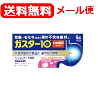 【お客様へ】第1類医薬品をご購入いただく前に、下記の注意事項をお読みください ガスター10S錠 医薬品区分 一般用医薬品 薬効分類 ヒスタミンH2受容体拮抗剤含有薬 承認販売名 製品名 ガスター　10 S錠 製品名（読み） ガスター10Sジョウ 製品の特徴 ・本剤は胃酸中和型の胃腸薬とは異なるタイプの胃腸薬で，胃痛・もたれなどにすぐれた効果を発揮します。 ・胃の不快な症状の原因となる胃酸の出過ぎをコントロールし，胃粘膜の修復を促します。 ・携帯にも便利なPTP包装です。 ・口の中の水分を含むと速やかに溶け，水なしでも服用できる口中速溶タイプです。 使用上の注意 ・3日間服用しても症状の改善がみられない場合は，服用を止めて，この文書を持って医師又は薬剤師に相談して下さい。 ・2週間を超えて続けて服用しないで下さい。 　（重篤な消化器疾患を見過ごすおそれがありますので，医師の診療を受けて下さい）■してはいけないこと （守らないと現在の症状が悪化したり，副作用が起こりやすくなります） 1．次の人は服用しないで下さい。 　（1）ファモチジン等のH2ブロッカー薬によりアレルギー症状（例えば，発疹・発赤，かゆみ，のど・まぶた・口唇等のはれ）を起こしたことがある人 　（2）医療機関で次の病気の治療や医薬品の投与を受けている人 　　血液の病気，腎臓・肝臓の病気，心臓の病気，胃・十二指腸の病気，ぜんそく・リウマチ等の免疫系の病気，ステロイド剤，抗生物質，抗がん剤，アゾール系抗真菌剤 　　（白血球減少，血小板減少等を起こすことがあります） 　　（腎臓・肝臓の病気を持っている場合には，薬の排泄が遅れて作用が強くあらわれることがあります） 　　（心筋梗塞・弁膜症・心筋症等の心臓の病気を持っている場合には，心電図異常を伴う脈のみだれがあらわれることがあります） 　　（胃・十二指腸の病気の治療を受けている人は，ファモチジンや類似の薬が処方されている可能性が高いので，重複服用に気をつける必要があります） 　　（アゾール系抗真菌剤の吸収が低下して効果が減弱します） 　（3）医師から赤血球数が少ない（貧血），血小板数が少ない（血が止まりにくい，血が出やすい），白血球数が少ない等の血液異常を指摘されたことがある人 　　（本剤が引き金となって再び血液異常を引き起こす可能性があります） 　（4）フェニルケトン尿症の人（本剤はL-フェニルアラニン化合物を含んでいます） 　（5）小児（15歳未満）及び高齢者（80歳以上） 　（6）妊婦又は妊娠していると思われる人 2．本剤を服用している間は，次の医薬品を服用しないで下さい。 　他の胃腸薬 3．授乳中の人は本剤を服用しないか，本剤を服用する場合は授乳を避けて下さい。 ■相談すること 1．次の人は服用前に医師又は薬剤師に相談して下さい。 　（1）医師の治療を受けている人又は他の医薬品を服用している人 　（2）薬などによりアレルギー症状を起こしたことがある人 　（3）高齢者（65歳以上） 　　（一般に高齢者は，生理機能が低下していることがあります） 　（4）次の症状のある人 　　のどの痛み，咳及び高熱（これらの症状のある人は，重篤な感染症の疑いがあり，血球数減少等の血液異常が認められることがあります。服用前にこのような症状があると，本剤の服用によって症状が増悪し，また，本剤の副作用に気づくのが遅れることがあります），原因不明の体重減少，持続性の腹痛（他の病気が原因であることがあります） 2．服用後，次の症状があらわれた場合は副作用の可能性がありますので，直ちに服用を中止し，この文書を持って医師又は薬剤師に相談して下さい。 ［関係部位：症状］ 皮膚：発疹・発赤，かゆみ，はれ 循環器：脈のみだれ 精神神経系：気がとおくなる感じ，ひきつけ（けいれん） その他：気分が悪くなったり，だるくなったり，発熱してのどが痛いなど体調異常があらわれる。 　まれに次の重篤な症状が起こることがあります。その場合は直ちに医師の診療を受けて下さい。 ［症状の名称：症状］ ショック（アナフィラキシー）：服用後すぐに，皮膚のかゆみ，じんましん，声のかすれ，くしゃみ，のどのかゆみ，息苦しさ，動悸，意識の混濁等があらわれる。 皮膚粘膜眼症候群（スティーブンス・ジョンソン症候群）：高熱，目の充血，目やに，唇のただれ，のどの痛み，皮膚の広範囲の発疹・発赤等が持続したり，急激に悪化する。 中毒性表皮壊死融解症：高熱，目の充血，目やに，唇のただれ，のどの痛み，皮膚の広範囲の発疹・発赤等が持続したり，急激に悪化する。 横紋筋融解症：手足・肩・腰等の筋肉が痛む，手足がしびれる，力が入らない，こわばる，全身がだるい，赤褐色尿等があらわれる。 肝機能障害：発熱，かゆみ，発疹，黄疸（皮膚や白目が黄色くなる），褐色尿，全身のだるさ，食欲不振等があらわれる。 腎障害：発熱，発疹，全身のむくみ，全身のだるさ，関節痛（節々が痛む），下痢等があらわれる。 血液障害：のどの痛み，発熱，全身のだるさ，顔やまぶたのうらが白っぽくなる，出血しやすくなる（歯茎の出血，鼻血等），青あざができる（押しても色が消えない）等があらわれる。 間質性肺炎：階段を上ったり，少し無理をしたりすると息切れがする・息苦しくなる，空せき，発熱等がみられ，これらが急にあらわれたり，持続したりする。 3．誤って定められた用量を超えて服用してしまった場合は，直ちに服用を中止し，この文書を持って医師又は薬剤師に相談して下さい。 4．服用後，次の症状があらわれることがありますので，このような症状の持続又は増強がみられた場合には，服用を中止し，この文書を持って医師又は薬剤師に相談して下さい。 　便秘，軟便，下痢，口のかわき 効能・効果 胃痛，胸やけ，もたれ，むかつき （本剤はH2ブロッカー薬を含んでいます） 効能関連注意 効能・効果に記載以外の症状では，本剤を服用しないで下さい。 用法・用量 胃痛，胸やけ，もたれ，むかつきの症状があらわれた時，次の量を，口中で溶かして服用するか，水又はお湯で服用して下さい。 ［年齢：1回量：1日服用回数］ 成人（15歳以上，80歳未満）：1錠：2回まで 小児（15歳未満）：服用しないで下さい。 高齢者（80歳以上）：服用しないで下さい。 ・服用後8時間以上たっても症状が治まらない場合は，もう1錠服用して下さい。 ・症状が治まった場合は，服用を止めて下さい。 ・3日間服用しても症状の改善がみられない場合は，服用を止めて，医師又は薬剤師に相談して下さい。 ・2週間を超えて続けて服用しないで下さい。 用法関連注意 （1）用法・用量を厳守して下さい。 （2）本剤は口腔内で容易に崩壊しますが，口腔の粘膜から吸収されることはないので，口中で溶かした後，唾液で飲み込むか，水又はお湯で飲み込んで下さい。通常の錠剤と同様，そのまま水やお湯で服用しても効果に変わりはありません。 （3）本剤を服用の際は，アルコール飲料の摂取は控えて下さい。 　（薬はアルコール飲料と併用しないのが一般的です） 成分分量 1錠中 　成分 分量 ファモチジン 10mg 添加物 エチルセルロース，セタノール，ラウリル硫酸ナトリウム，トリアセチン，シクロデキストリン，香料，l-メントール，D-マンニトール，アスパルテーム(L-フェニルアラニン化合物)，アメ粉，ステアリン酸カルシウム 保管及び取扱い上の注意 （1）直射日光の当たらない湿気の少ない涼しい所に保管して下さい。 （2）小児の手の届かない所に保管して下さい。 （3）他の容器に入れ替えないで下さい。 　（誤用の原因になったり品質が変わります） （4）表示の使用期限を過ぎた製品は使用しないで下さい。 消費者相談窓口 会社名：第一三共ヘルスケア株式会社 住所：〒103-8234　東京都中央区日本橋3-14-10 問い合わせ先：お客様相談室 電話：03（5205）8331 受付時間：9：00?17：00（土，日，祝日を除く） 製造販売会社 第一三共ヘルスケア（株） 会社名：第一三共ヘルスケア株式会社 住所：東京都中央区日本橋3-14-10 剤形 錠剤 リスク区分 第1類医薬品 「使用してはいけない方」「相談すること」の項目に該当しません。 注意事項を確認し理解したうえで注文します。 【広告文責】 株式会社エナジー　0242-85-7380（平日10:00-17:00） 薬剤師　山内典子 登録販売者　山内和也 原産国・区分 日本・【第1類医薬品】 使用期限：使用期限まで1年以上あるものをお送りいたします。 医薬品販売に関する記載事項はこちら&nbsp;【必ずご確認ください】 薬事法改正により2014年6月12日から、第1類医薬品のご購入方法が変わります。 ・楽天市場にてご注文されても、第1類医薬品が含まれる場合、ご注文は確定されません。 ・ご注文後に、お客様へ「医薬品の情報提供メール」をお送りいたします。 ・お客様は、受信された「医薬品の情報提供メール」の内容をご確認後、2日以内にご返信下さい。 ※お客様からのご返信が無い場合や、第1類医薬品をご使用いただけないと判断した場合は、 第1類医薬品を含むすべてのご注文がキャンセルとなります。あらかじめご了承ください。 使用期限：使用期限まで1年以上あるものをお送りいたします。 ※折返しのメールを必ずご返信下さい。 2回目以降のお客様も必ずご返信下さい。 ※申し訳ございませんが、1週間以内にご返信が無い場合 ご注文をキャンセルさせていただきます。何卒ご了承ください。