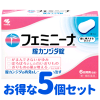 【第1類医薬品】フェミニーナ腟カンジダ錠6錠×5個セット小林製薬膣カンジダ再発治療薬■　要メール確認　■薬剤師の確認後の発送となります。何卒ご了承ください。※セルフメディケーション税制対象商品