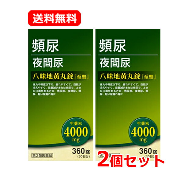 【第2類医薬品】【送料無料・2個セット】北日本製薬 八味地黄丸錠「至聖」 360錠×2セット 合計720錠はちみじおうがん しせい腰痛 しびれ 高齢者のかすみ目 かゆみ 尿トラブル 改善頻尿 残尿感 夜間尿 むくみ 肩こり 耳鳴り 漢方処方