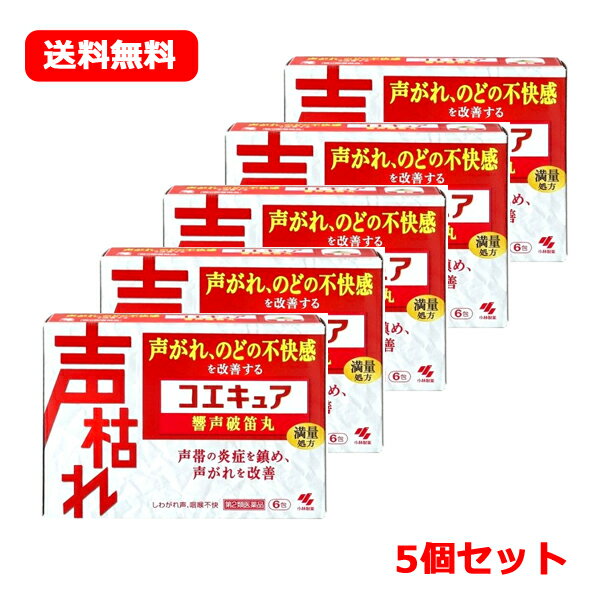 【第2類医薬品】小林製薬 コエキュア 6包×5個セット乾燥 声がれ のどの不快感 顆粒タイプ 5つ 送料無料 まとめ割 響声破笛丸　きょうせいはてきがん