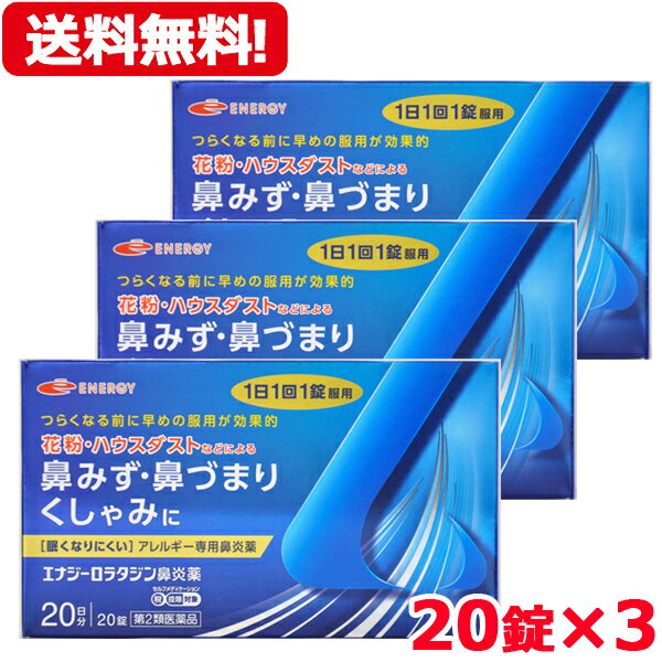 【第2類医薬品】ロラタジン鼻炎薬　20錠×3　合計60錠　60日分 1日1回 眠くなりにくい ※セルフメディケーション税制対象商品 花粉症対策 花粉対策 アレルギー専用鼻炎薬 薬 花粉症 花粉 花粉症薬 ハウスダスト 鼻炎 鼻水 鼻づまり くしゃみに メール便 送料無料 3個セット