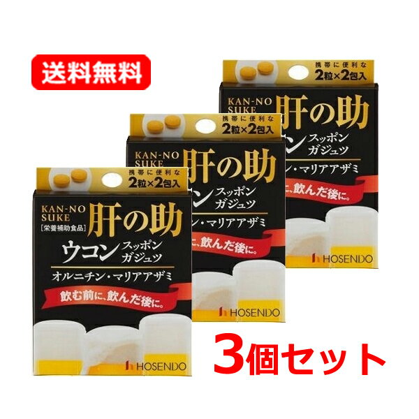 【送料無料・メール便・3個セット】宝仙堂 肝の助 1Dayパック 4粒（2粒×2包）×3セットウコン すっぽん オルニチン 飲む前に 飲んだ後に持ち運びに 【栄養補助食品】