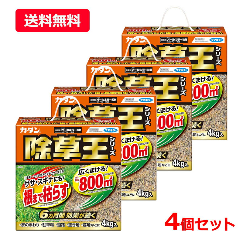 【送料無料・4個セット】【フマキラー】 カダン 除草王シリーズ カダンオールキラー粒剤 4kg×4 【除草王】根まで枯らす 雑草 除草 6ヶ月間効果が持続広範囲 ざっそう 雑草除去