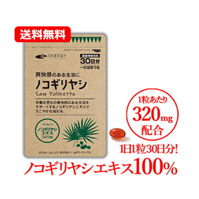 お試しキャンペーン中！　メール便　送料無料　ノコギリヤシ 1粒あたり320mg配合! エナジー ノコギリヤシ　30粒入（1日1粒 1ヶ月分） ソフトカプセル サプリメント　ノコギリヤシエキス100％