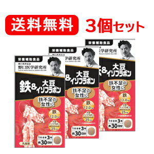 最大400円OFFクーポン！6/7 9:59まで！【野口医学研究所】【送料無料！】[3個セット]鉄＆大豆イソフラ..