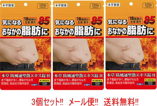 乐天商城 - 【第2類医薬品】【メール便!! 送料無料!!】【3個セット!! 】本草　防風通聖散エキス錠　120錠×3個 (パウチタイプ)　【ぼうふうつうしょうさん】