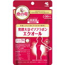 &nbsp;特徴 ●健康成分「大豆イソフラボン」は、おなかの中で腸内細菌 により「エクオール」という成分になることでそのパワーを 発揮します。この「エクオール」を体内で作れるのは日本人 の約2人に1人と言われており、「エクオール」を直接摂るこ とをおすすめします。 ●年齢とともに変化する女性の健康に ●着色料、香料、保存料すべて無添加 &nbsp;召し上がり方 1日の摂取目安量：1粒 栄養補助食品として1日1粒を目安に、かまずに水またはお湯 とともにお召し上がりください。 ※短期間に大量に摂ることは避けてください。 表示成分&nbsp; 製造時、1日目安量あたりの含有量 発酵大豆イソフラボン（エクオール含有）・・・28.0mg ブラックコホシュエキス・・・12.0mg 酵素処理ヘスペリジン・・・31.3mg テアニン・・・25.0mg 粉末還元麦芽糖・・・90.7mg 結晶セルロース・・・81.8mg グルコース・・・28.0mg シクロデキストリン・・・12.0mg ステアリン酸カルシウム・・・6.4mg 微粒酸化ケイ素・・・4.8mg &nbsp;ご注意 ●乳幼児・小児の手の届かない所に置いてください。 ●乳幼児・小児には与えないでください。 ●妊娠・授乳中の方は摂らないでください。 ●薬を服用中、通院中の方及び肝機能検査で異常のある方は 医師にご相談ください。 ●食品アレルギーの方は全成分表示をご確認の上、お召し上 がりください。 ●体質体調により、まれに体に合わない場合（発疹、胃部不快 感など）があります。その際はご使用を中止ください。 ●天然由来の原料を使用のため色等が変化することがあります が、品質に問題はありません。 区分 日本製：健康食品・栄養補助食品 &nbsp;メーカー 小林製薬株式会社 お客様相談室 受付時間9：00-17：00(土・日・祝日を除く) 健康食品・サプリメント：0120-5884-02 &nbsp;広告文責 株式会社エナジーTEL:0242-85-7380（平日10:00-17:00） 薬剤師：山内典子　登録販売者：山内和也