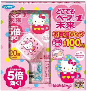 どこでもベープNo.1未来セットハローキティ本体＋取り替え用5個入り【フマキラー】のサムネイル