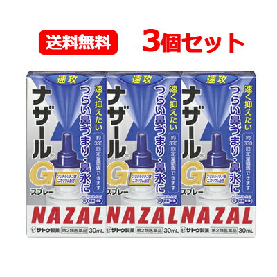 【第2類医薬品】 佐藤製薬 メール便 送料無料ナザールGスプレー 30ml 3個セット※セルフメディケーション税制対象医薬…