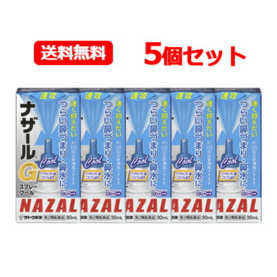 【第2類医薬品】 佐藤製薬 送料無料ナザールGスプレー クール 30ml 5個セット※セルフメディケーション税制対象医薬品…