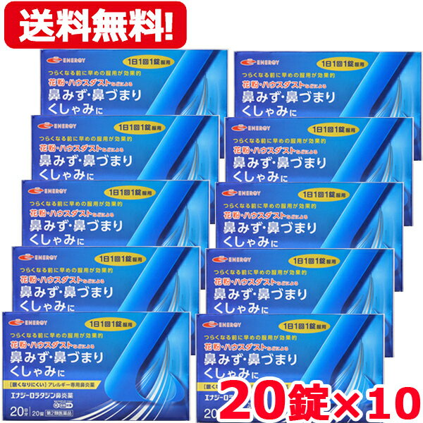 【第2類医薬品】ロラタジン鼻炎薬　20錠×10　合計200錠　200日分 1日1回 眠くなりにくい ※セルフメディケーション税制対象商品 花粉症対策 花粉対策 アレルギー専用鼻炎薬 薬 花粉症 花粉 花粉症薬 ハウスダスト 鼻炎 鼻水 鼻づまり くしゃみに 送料無料 10個セット