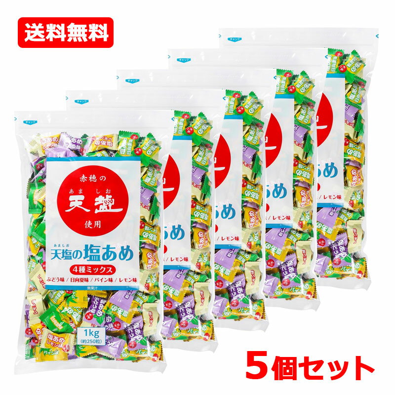 Rakuten - 【送料無料・5個セット】【赤穂化成】 天塩の塩あめ4種ミックス 1kg×5セット4種類 アソートタイプ 暑さ対策
