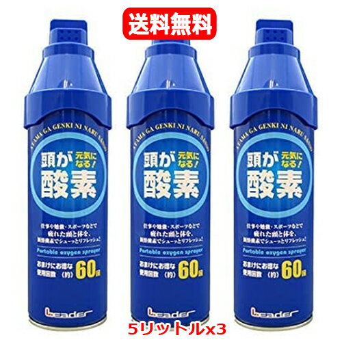 全商品まとめ買いがお得【2個でP5倍！3個でP10倍】11/27 1:59まで【医薬部外品】【3個セット 送料無料】【日進医療機器】リーダー 携帯酸素スプレー(5L)x3リフレッシュ 気分爽快 気分転換