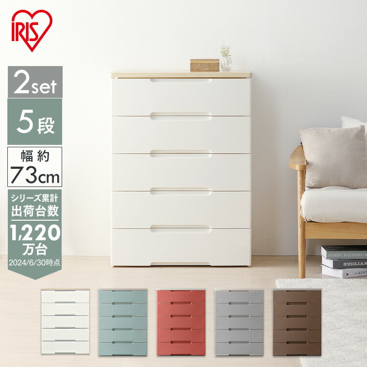 【2個セット】チェスト 5段 北欧 タンス 収納ケース 衣類収納 衣装ケース アイリスオーヤマ 白 収納ボックス 収納ケース 引き出し プラスチック 完成品 大...
