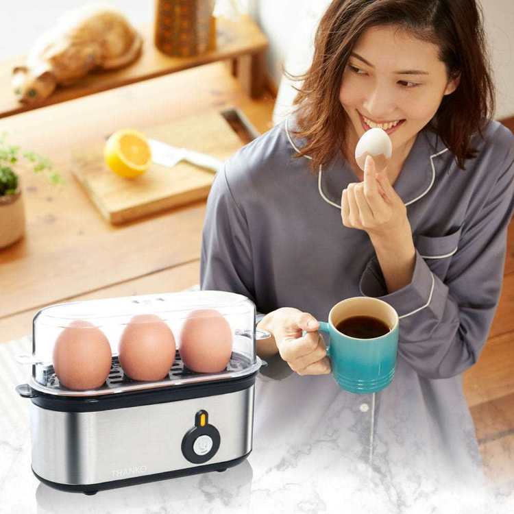 《最大300円offクーポン★暑さ対策フェア》家電 調理 キッチン家電 エッグスチーマー シルバー SUFAEGSSLTHANKO サンコー SUFAEGSSL 蒸し器 エッグスチーマー ゆで卵 スチームクッカー ゆで卵メーカー 高速調理 簡単 サンコー 【B】