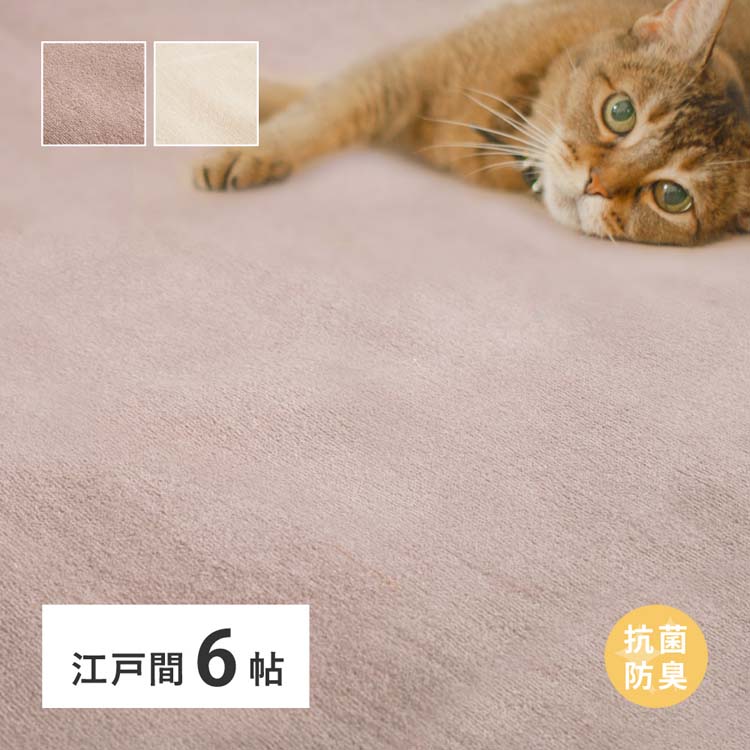 乐天商城 - 柔らかパイルの抗菌カーペット　シエロ　江戸間6畳 600094560カーペット ラグマット 絨毯 江戸間 抗菌 防臭 ホットカーペット対応 リビング フローリング ブラウン アイボリー【TD】 【代引不可】