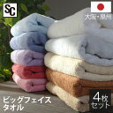 《最大300円offクーポン★暑さ対策フェア》【4枚セット】タオル フェイスタオル セット ビッグフェイスタオル4枚組 タオル 泉州タオル 速乾 国産タオル 日本製 泉州 ビッグ フェイスタオル 吸水性