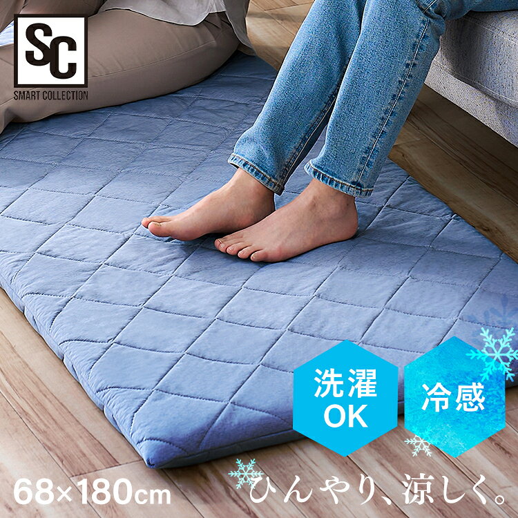 冷感ごろ寝布団 68×180cm GFC-6818 ふとん お昼寝 フロアクッション 接触冷感 おむつ替え クッション 座布団 抗菌防臭 ペットベッド カバー洗濯OK グレー ブルー