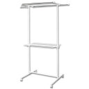 室内物干し 洗濯物干し 物干し ハイタイプ 竿 伸縮 横幅 調整 ロング丈 ワンピース ピンチハンガー 4個 タオルハンガー バスタオル キャスター付 室内 部...