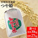 米 30kg 送料無料 令和4年産 宮城県産つや姫 玄米30kg 精米27kg 選べる！玄米・精米 つや姫 米 お米 コメ ご飯 つや姫 宮城県登米産【TD】【米TRS】【メーカー直送品】 [2301GS]