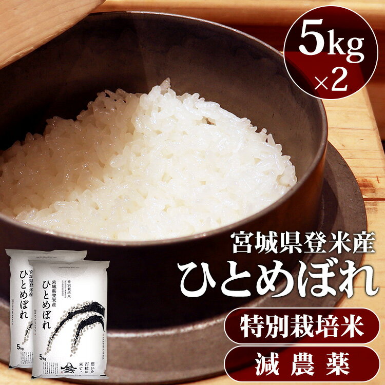 宮城産 ひとめぼれ 米 10kg 送料無料 令和5年産 宮城県産ひとめぼれ 特別栽培米 減農薬米送料無料 精米 白米 ひとめぼれ 10kg 減農薬 10キロ ヒトメボレ お米 コメ ごはん ご飯 まとめ買い 5×2袋セット【TD】【米TRS】