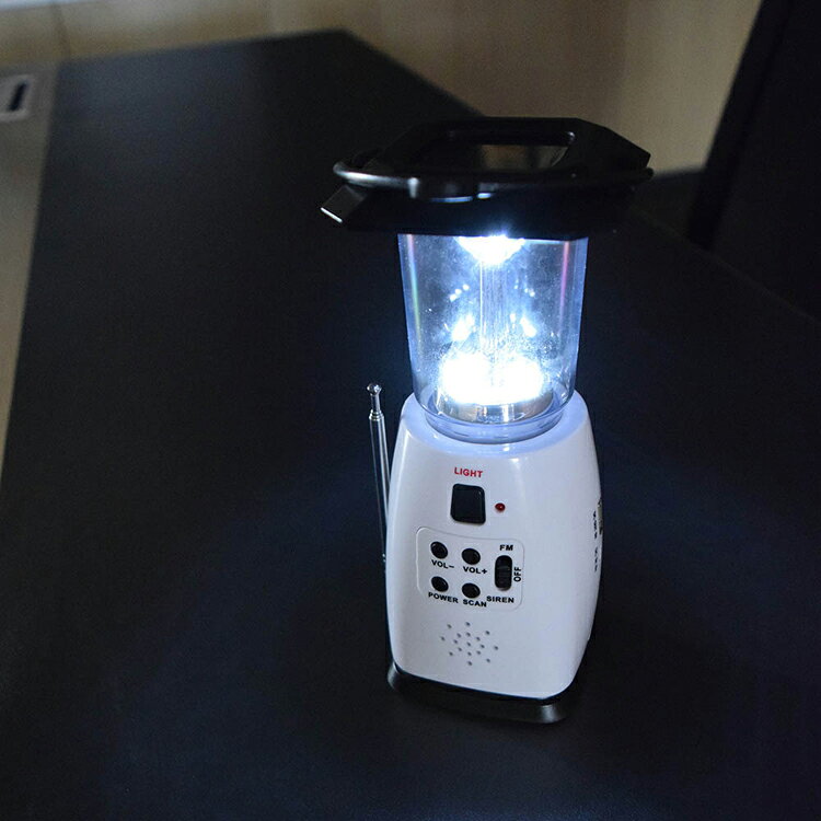 ランタン 防災ラジオ 充電器 ワイドFM付き 防災LEDランタン ホワイト TML002ランタン 防災ラジオ 充電器 警報ブザー付き 手回し ソーラー 防災グッズ 緊急スマホ充電 停電 アウトドア キャンプ 充電 災害 enetkome-10031592 メガストア サンプル画像3