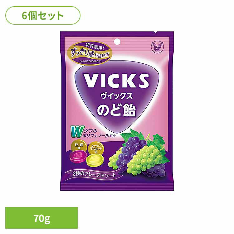 【6個】ヴイックスのど飴 2種のグレープアソート（個包装） ヴイックス VICKS のど飴 大正製薬 飴 アメ..