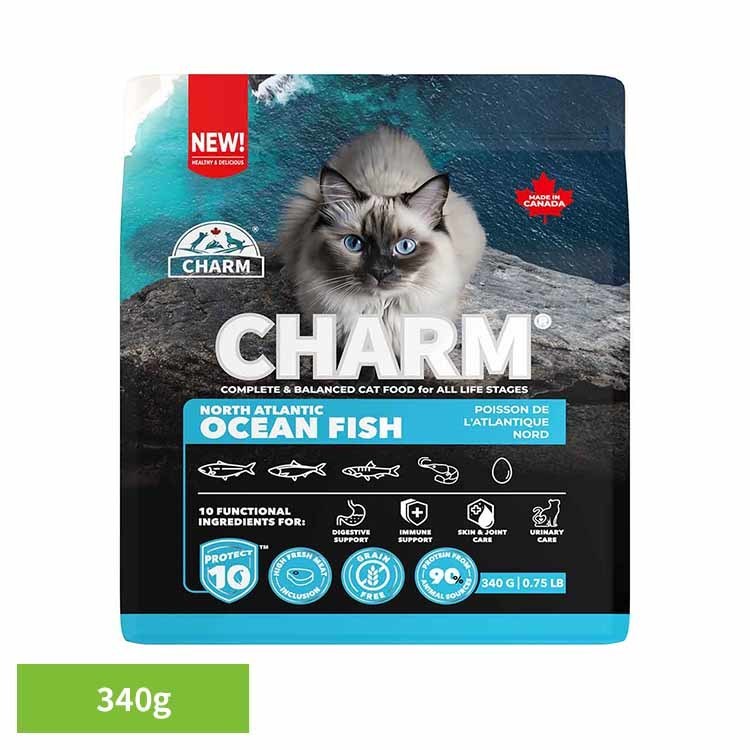 乐天商城 - CHARM ノース・アトランティック・オーシャン・フィッシュキャットフード 340g チャーム キャットフード プレミアムフード グレインフリー 猫 ナチュラル アレルギー 小粒 無添加 肥満 チャーム