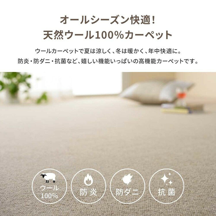 天然ウール100%の防炎カーペットカーペット オペラ 江戸間 3畳 600023530カーペット ラグマット 絨毯 江戸間 抗菌 防ダニ 防炎 ホットカーペット対応 リビング ベージュ グレー ブラウン ダークブラウン【TD】 【代引不可】 [3]
