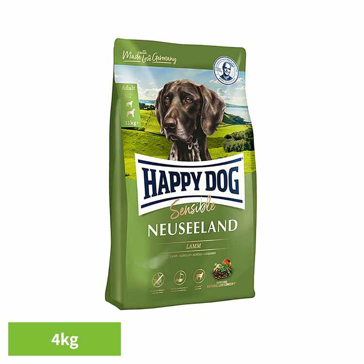 ハッピードッグ　センシブル ニュージーランド (ラム&ライス)4kg 3533成犬 ドッグフード 無添加 ヒューマングレード アレルギー 関節ケア 消化器 軟便 ラム 中大型犬 【B】