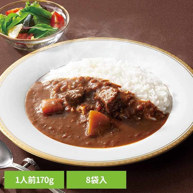 牛肉・じゃがいも・玉ねぎは厳選した素材を使用しています。グリルした牛肉の旨味、炒め玉ねぎと果実のふくよかな甘味にオリジナルスパイスを効かせた味わい深いビーフカリーです。※リニューアルに伴い、パッケージ・内容等予告なく変更する場合がございます。予めご了承ください。※こちらの商品はお取り寄せ商品のため、初期不良以外の返品・交換は承れませんので、あらかじめご了承ください。●内容量170g×8●原材料ソテーオニオン（国内製造）、牛肉、じゃがいも、りんごパルプ（りんご、ぶどう糖果糖液糖）、ビーフエキス、牛脂、トマトペースト、バナナピューレ、ホワイトルウ、砂糖、カレー粉、ヨーグルト、食塩、デーツピューレ、ローストオニオンパウダー、クリーム、みそ、香辛料、にんにくペースト、ひよこ豆粉、香味油、酵母エキスパウダー／着色料（カラメル）、酸味料、pH調整剤、香辛料抽出物、（一部に乳成分・小麦・牛肉・大豆・バナナ・りんごを含む）●アレルギー物質乳成分・小麦・大豆・バナナ・りんご●成分（分析単位：1食170gあたり）熱量203kcal、たんぱく質7.5g、脂質11.6g、炭水化物17.2g、食塩相当量1.8g商品区分：一般食品原産国：日本（検索用：新宿中村屋 カレー レトルト 中村屋 ビーフ セット 4904110856792）最強翌日配送対象商品に関するご案内 最強翌日配送対象商品・対象地域に該当する場合は最強翌日配送マークがご注文カゴ近くに表示されます。 最強翌日配送可能なお支払方法は【クレジットカード、代金引換、全額ポイント支払い】のみとなります。 下記の場合は最強翌日配送対象外となります。 ・15点以上ご購入いただいた場合 ・時間指定がある場合 ・ご注文時備考欄にご記入がある場合 ・決済処理にお時間を頂戴する場合 ・郵便番号や住所に誤りがある場合 ・最強翌日配送対象外の商品とご一緒にご注文いただいた場合 ・お届け先住所文字数が40文字以上の場合